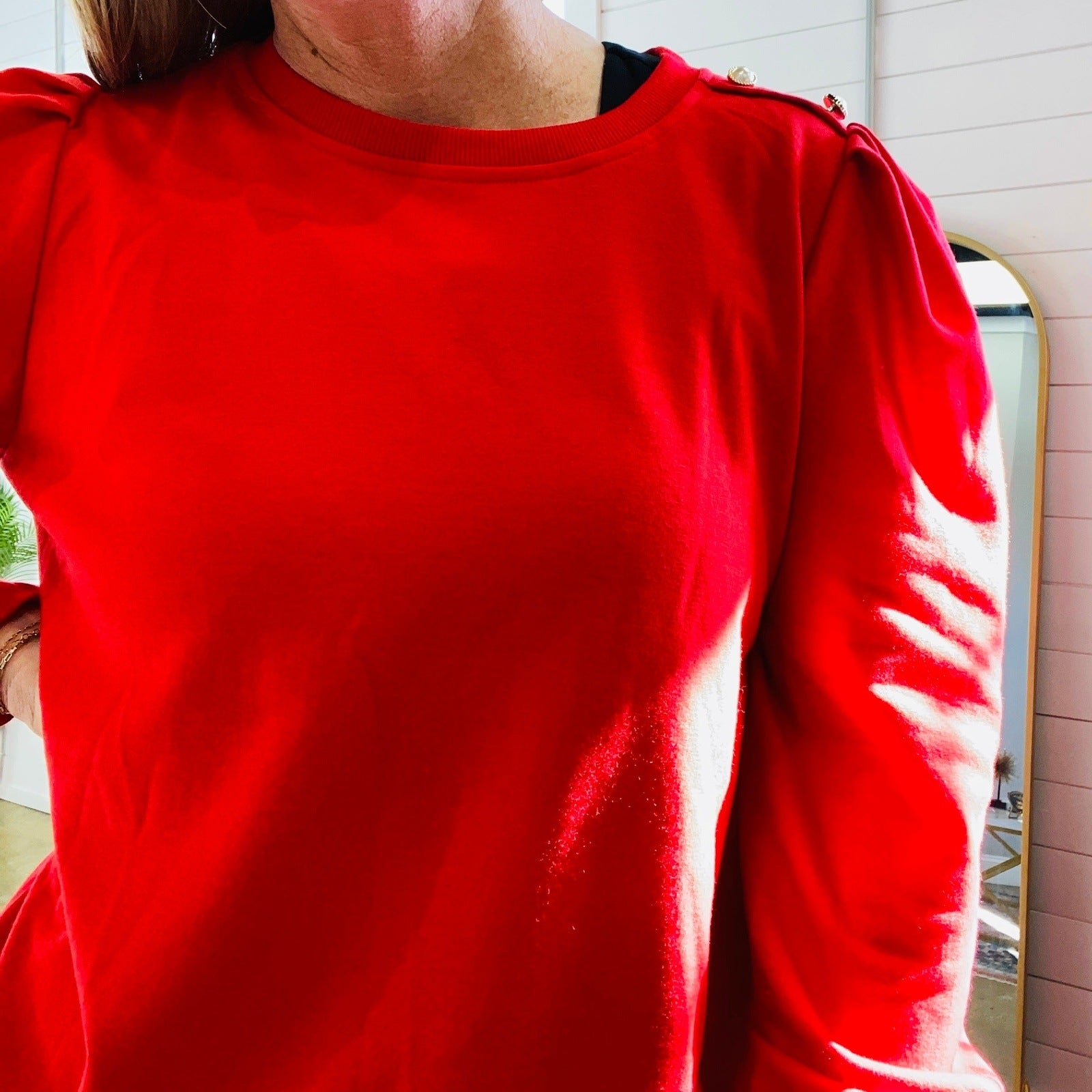 Santos Bishop Sleeve Sweater in Red