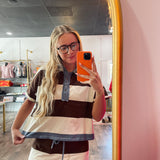 Enzyme Washed Striped Polo Top