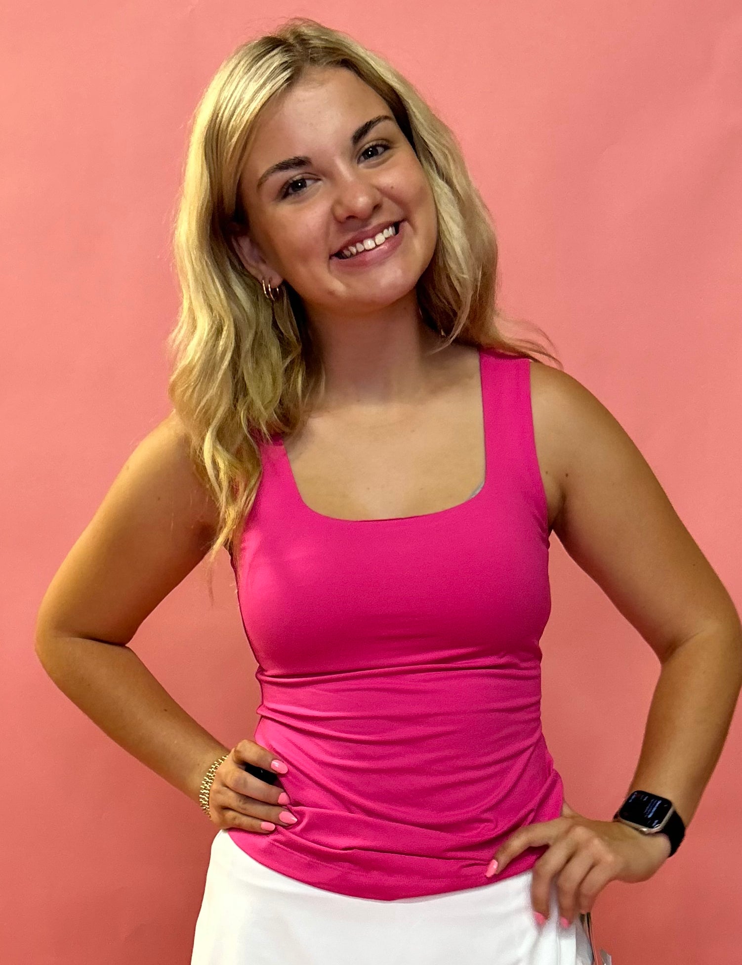 Your Favorite Square Neckline Tank Top in Sonic Pink