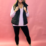 Abby Pocketed Puffer Vest in Black