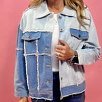 Frances Denim Fray Patchwork Cotton Jean Jacket