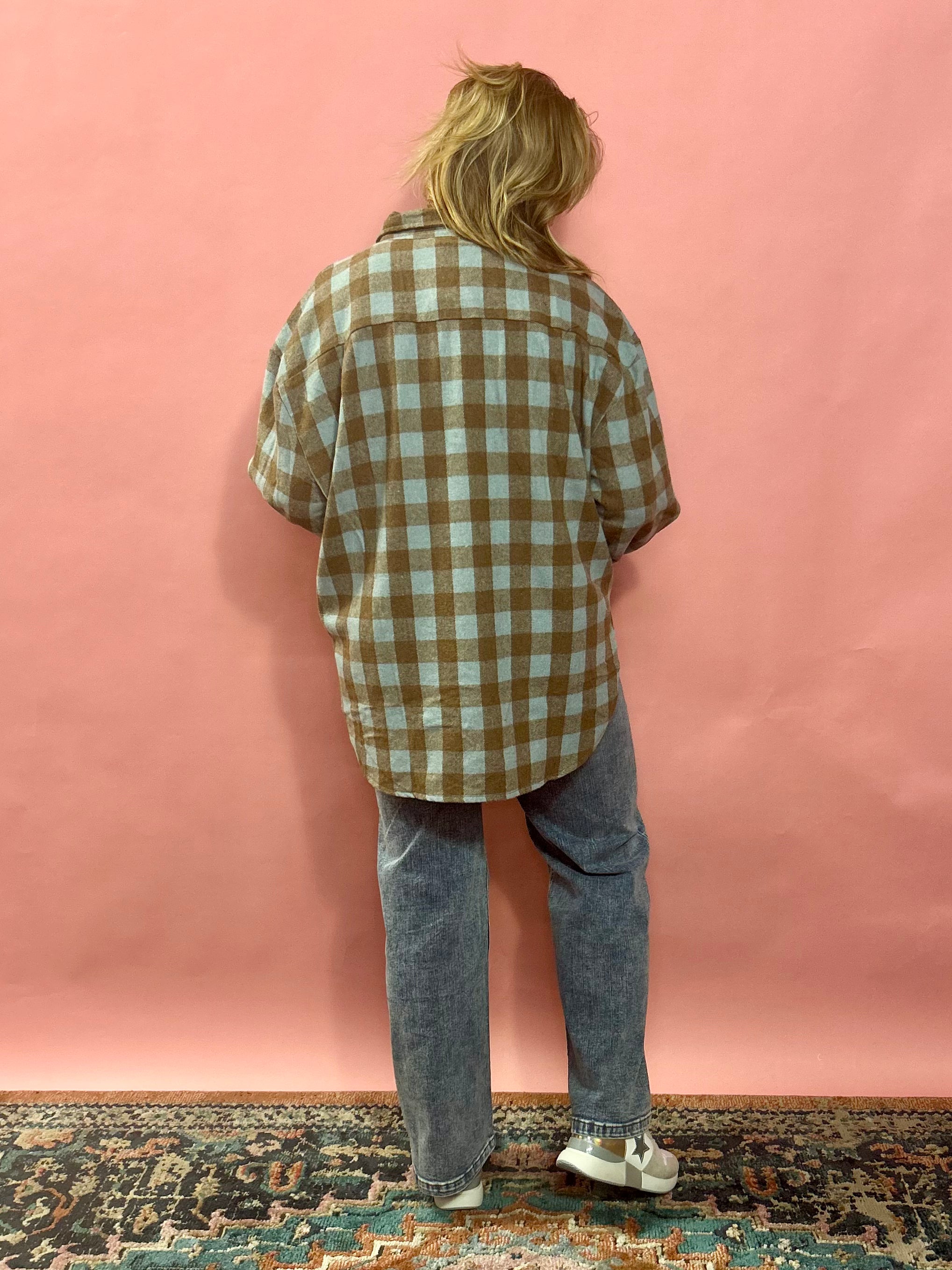 Rustic Hay Bales Plaid Button Down Top