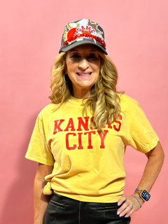 Kansas City Vintage Block Graphic Tee in Mustard