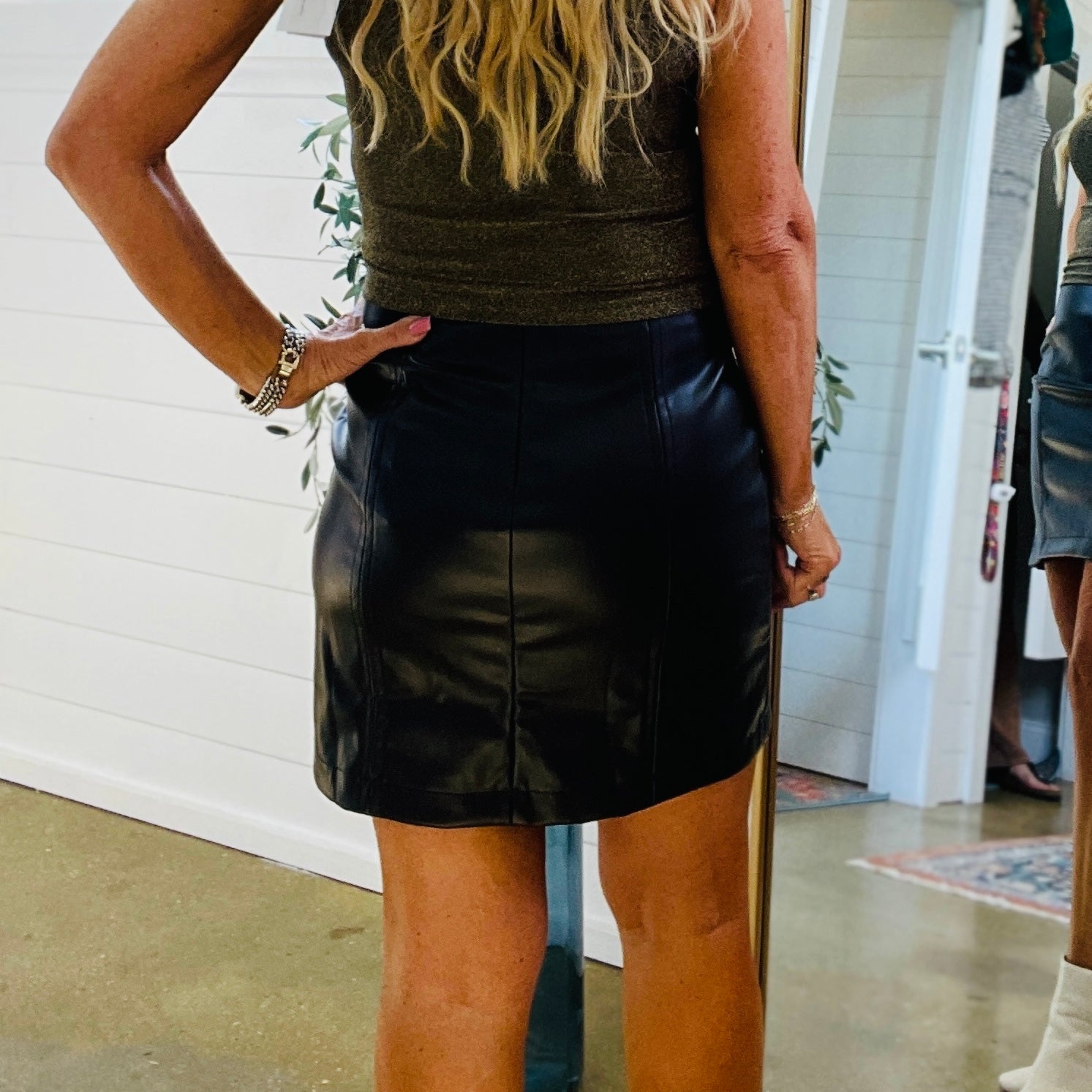 Breakaway Faux Leather Mini Skirt in Black