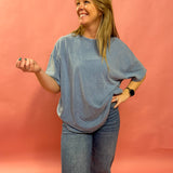 Gentry Cotton Bound Tee in Gray Blue