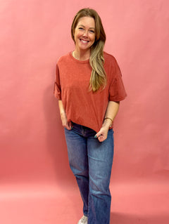 Gentry Cotton Bound Tee in Red