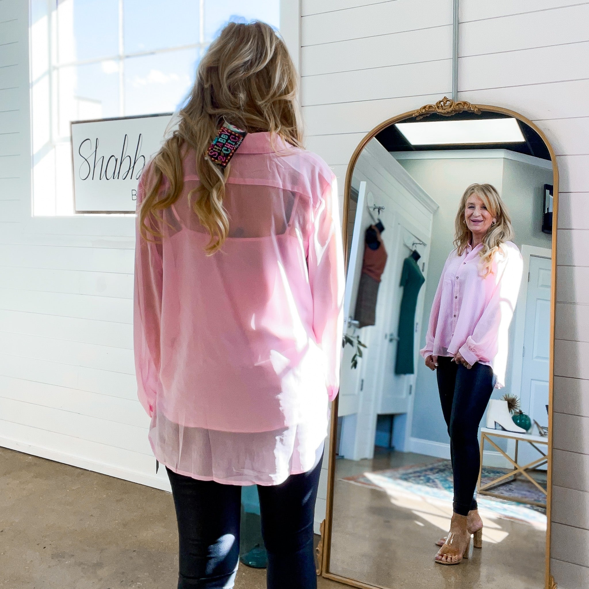Kayrn Button Down Top in Pink