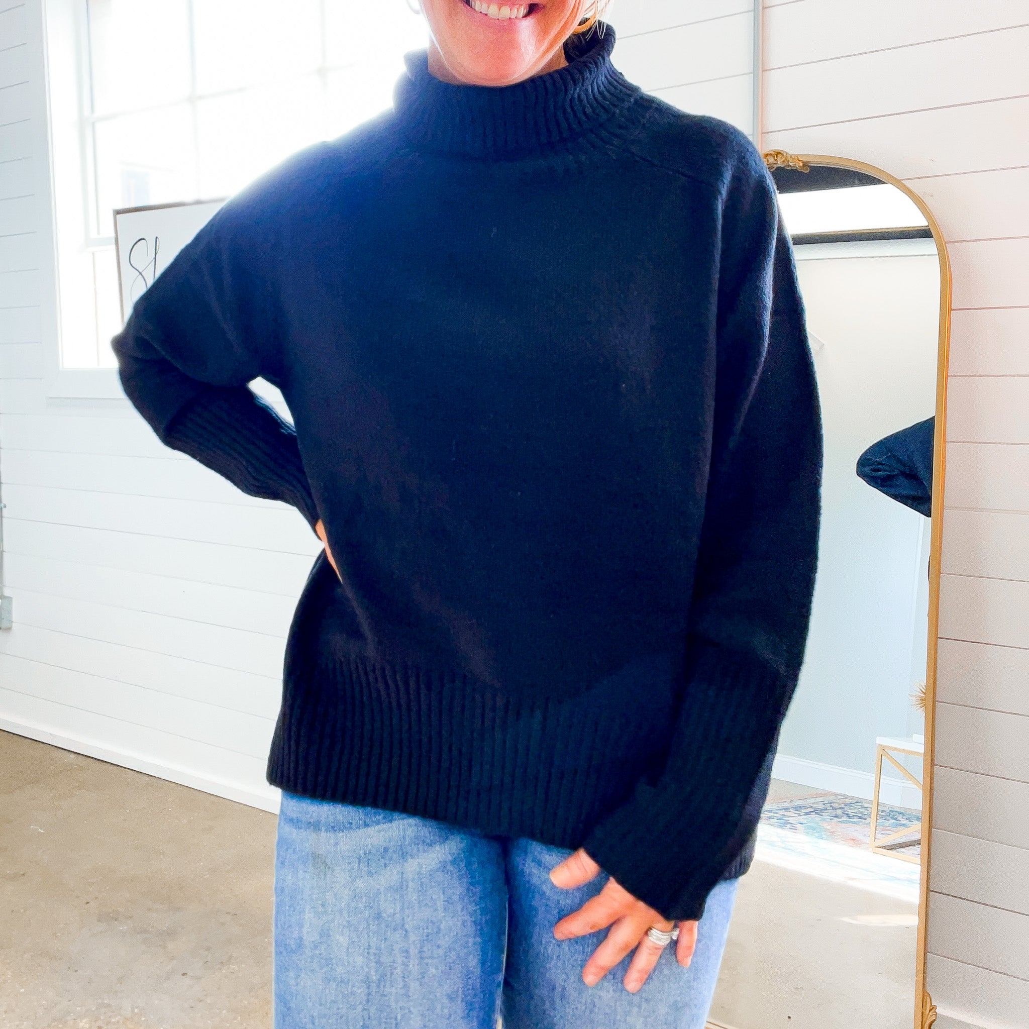 Archibald Turtleneck Knit Sweater in Black