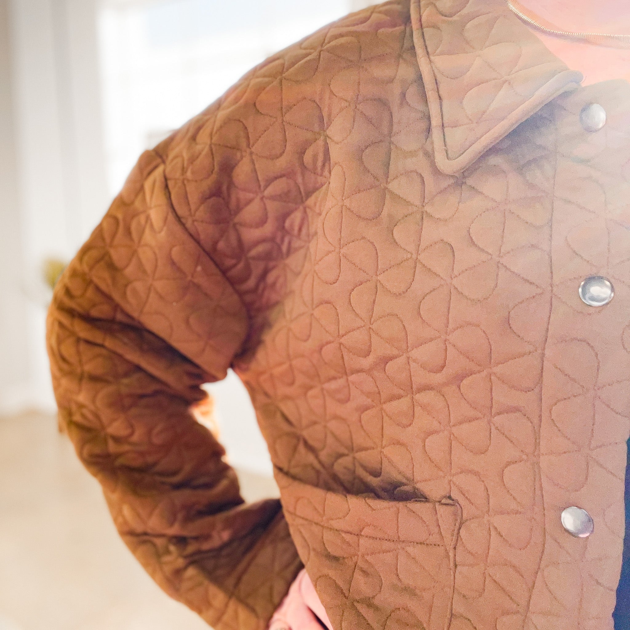 Aaronson Quilted Knit Jacket in Camel