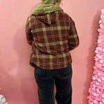 Lydia Plaid Sherpa Jacket in Burgundy