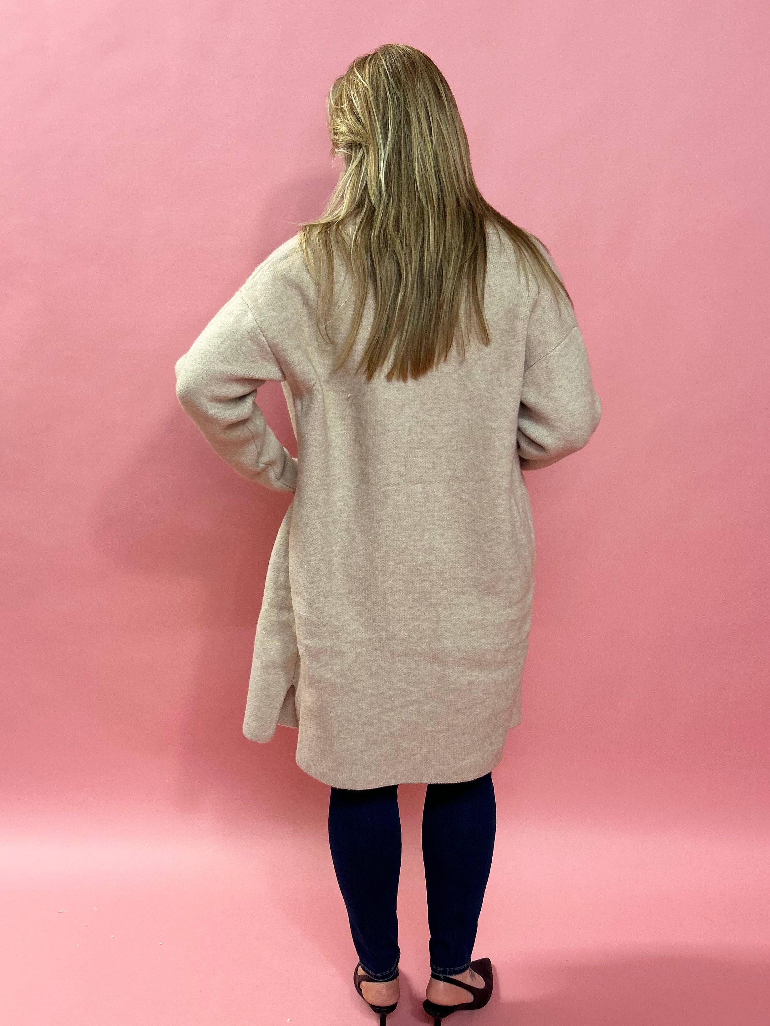 Fraser Long Sweater Coat in Taupe