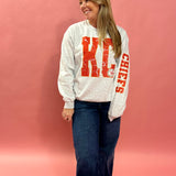 KC Distressed Football Sweatshirt in Grey