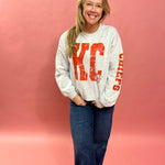 KC Distressed Football Sweatshirt in Grey