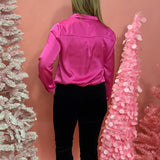 Dress to Impress Satin Blouse in Hot Pink