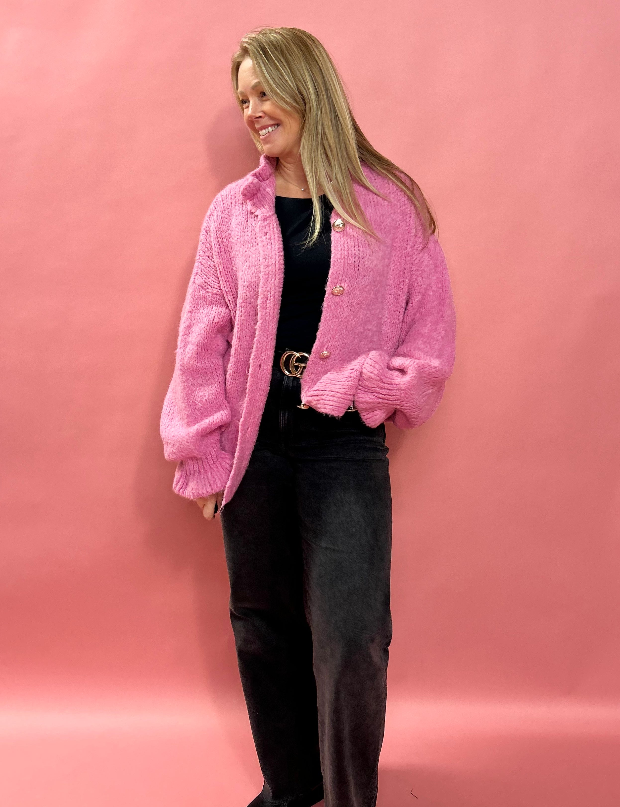 Sharlynn Ruffle Detail Sweater in Pink