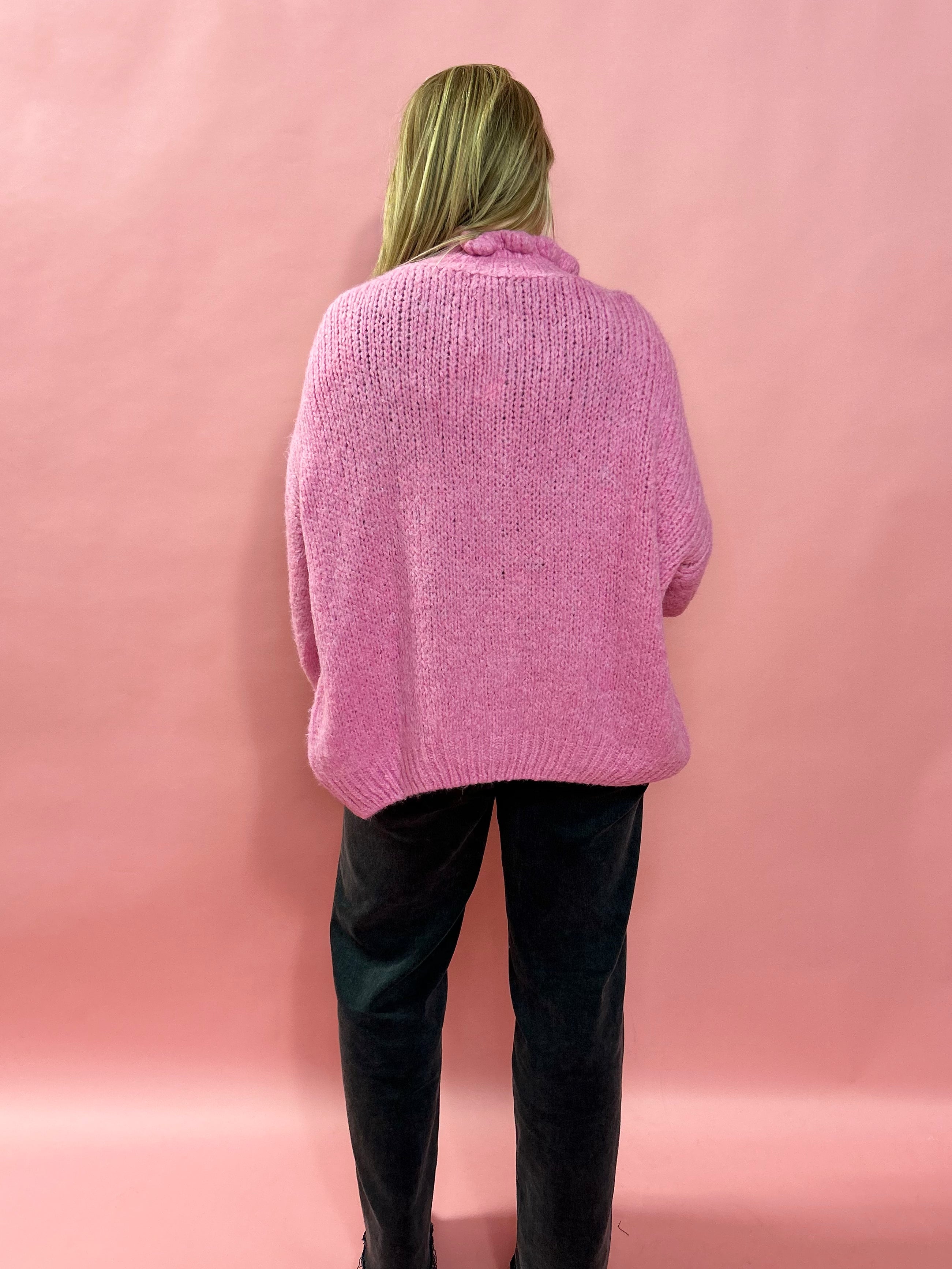 Sharlynn Ruffle Detail Sweater in Pink