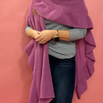 Shawna Knitted Ruffled Sleeve Shawl in Fuchsia