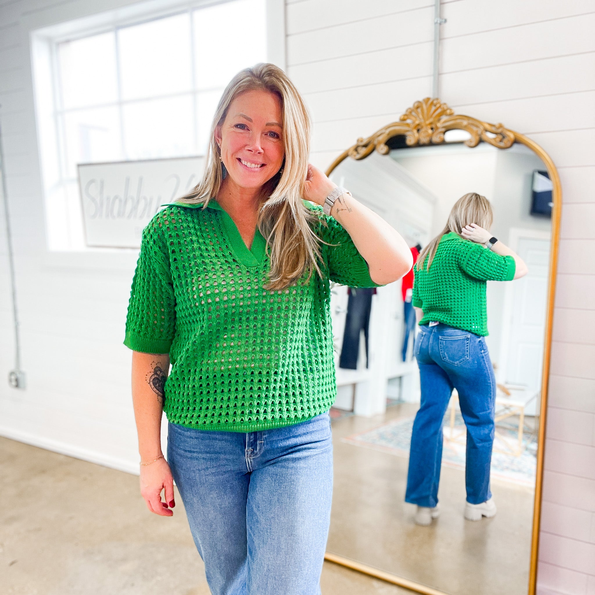 Coming With You V-Neck Sweater in Green