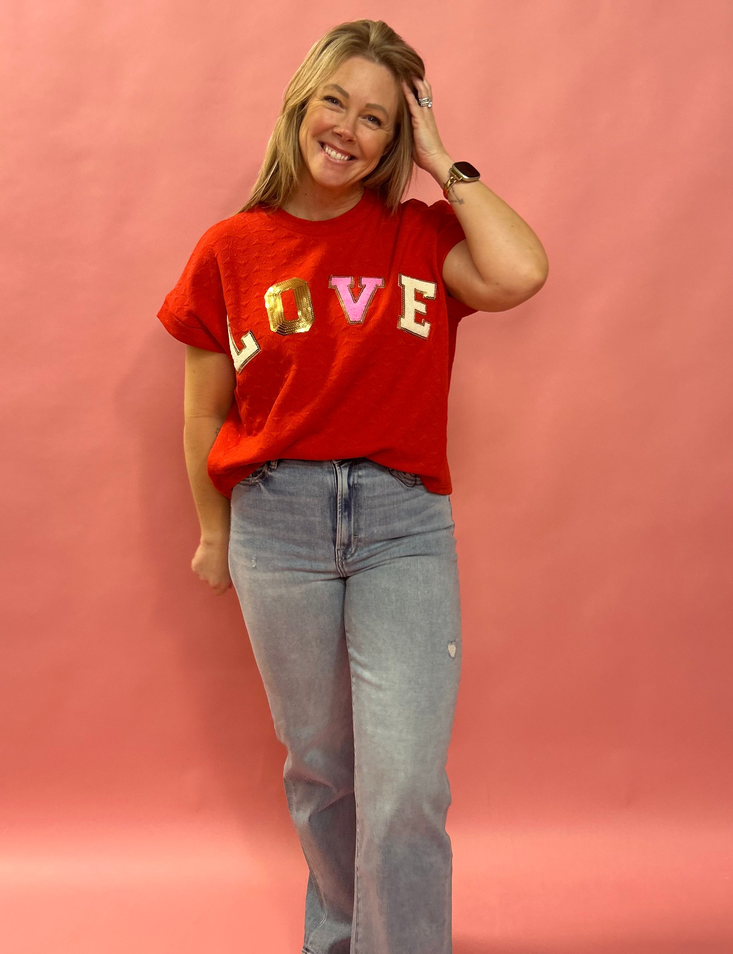 I'm In Love Oversized Top in Red