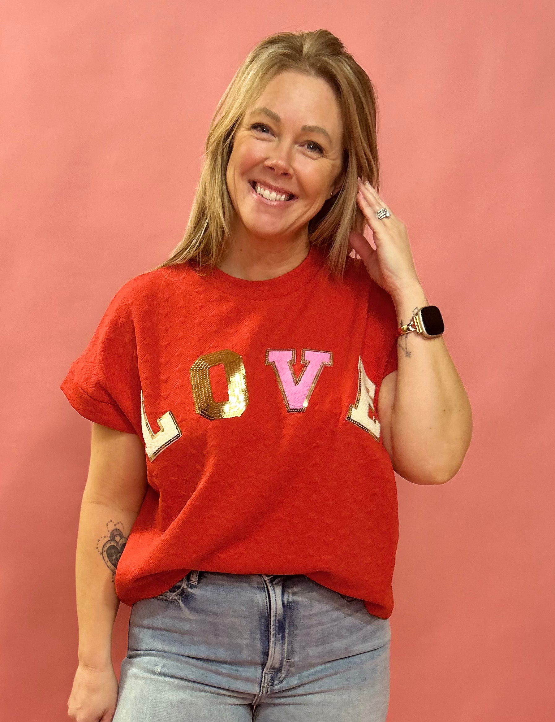 I'm In Love Oversized Top in Red