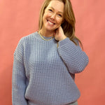 Sweet Daydream Waffle Knit Crew Neck Sweater