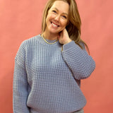 Sweet Daydream Waffle Knit Crew Neck Sweater