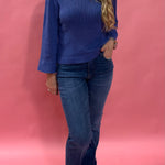 Aliya Knit Cotton Crew Neck Long Sleeve Sweater Top