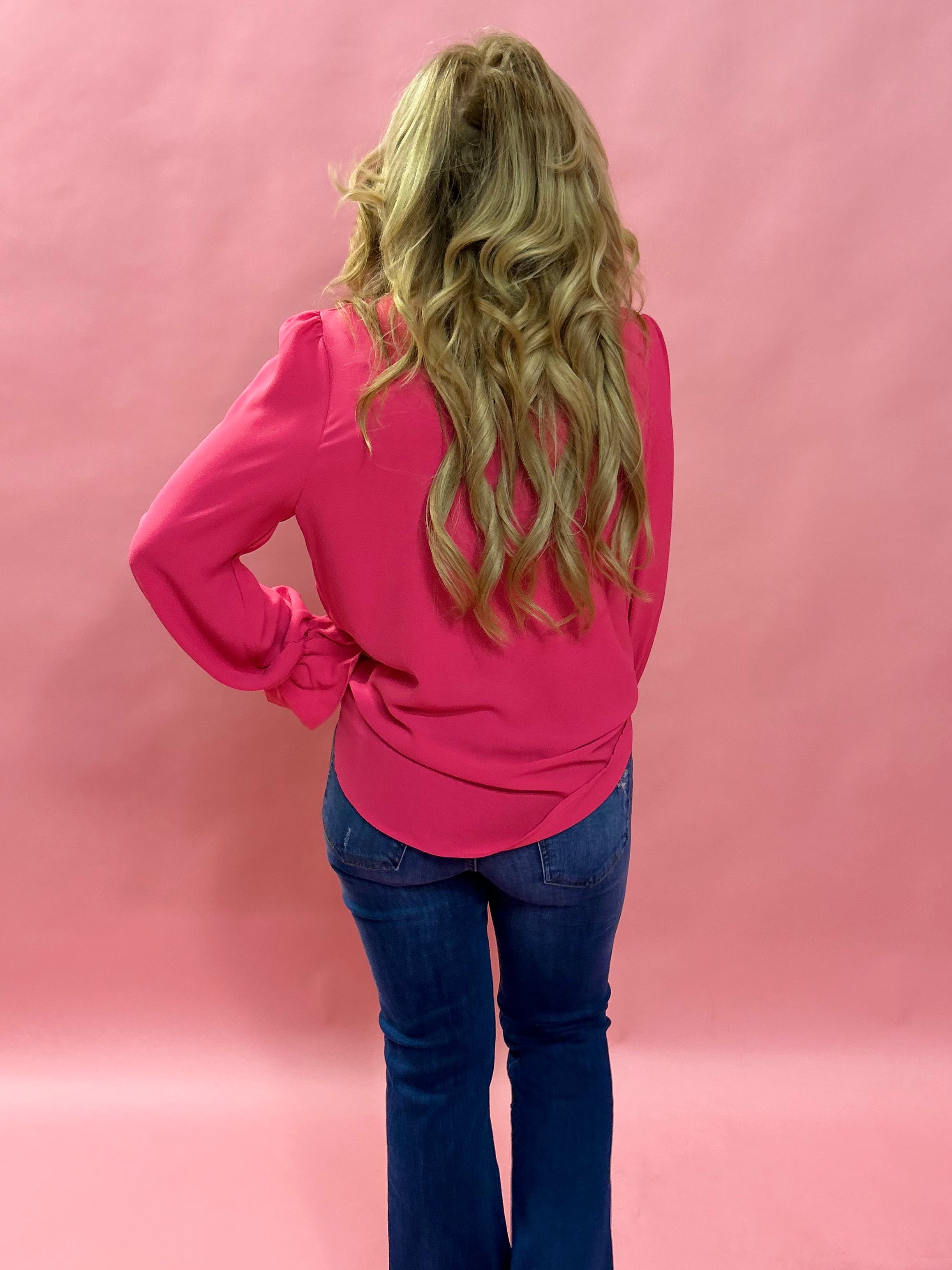 With You Pink Long Sleeve Blouse