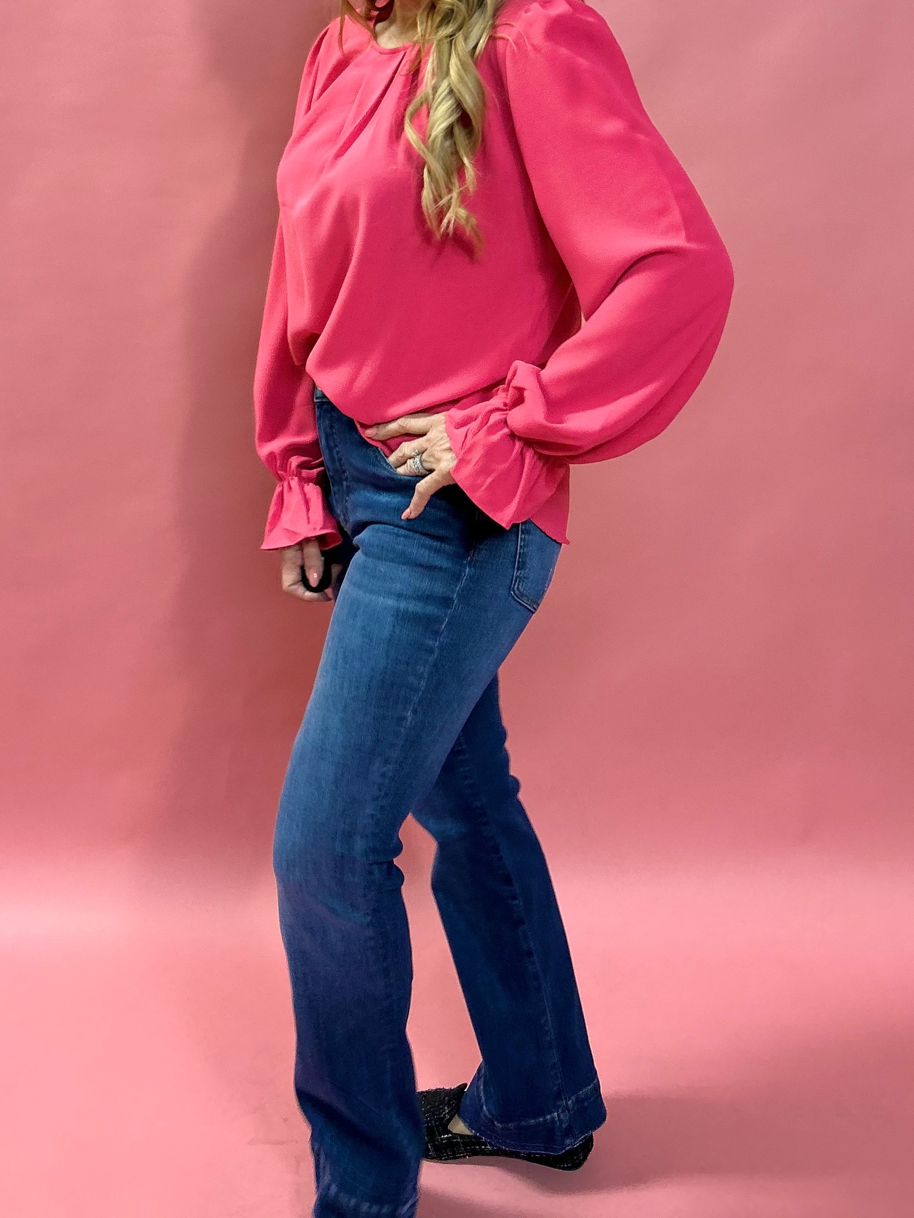 With You Pink Long Sleeve Blouse