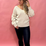 Easy Does It V-Neck Sweater in Khaki