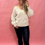 Easy Does It V-Neck Sweater in Khaki