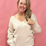 Easy Does It V-Neck Sweater in Khaki