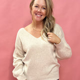 Easy Does It V-Neck Sweater in Khaki