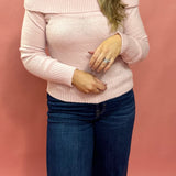 Where Love Lies Off The Shoulder Ribbed Sweater in Pink