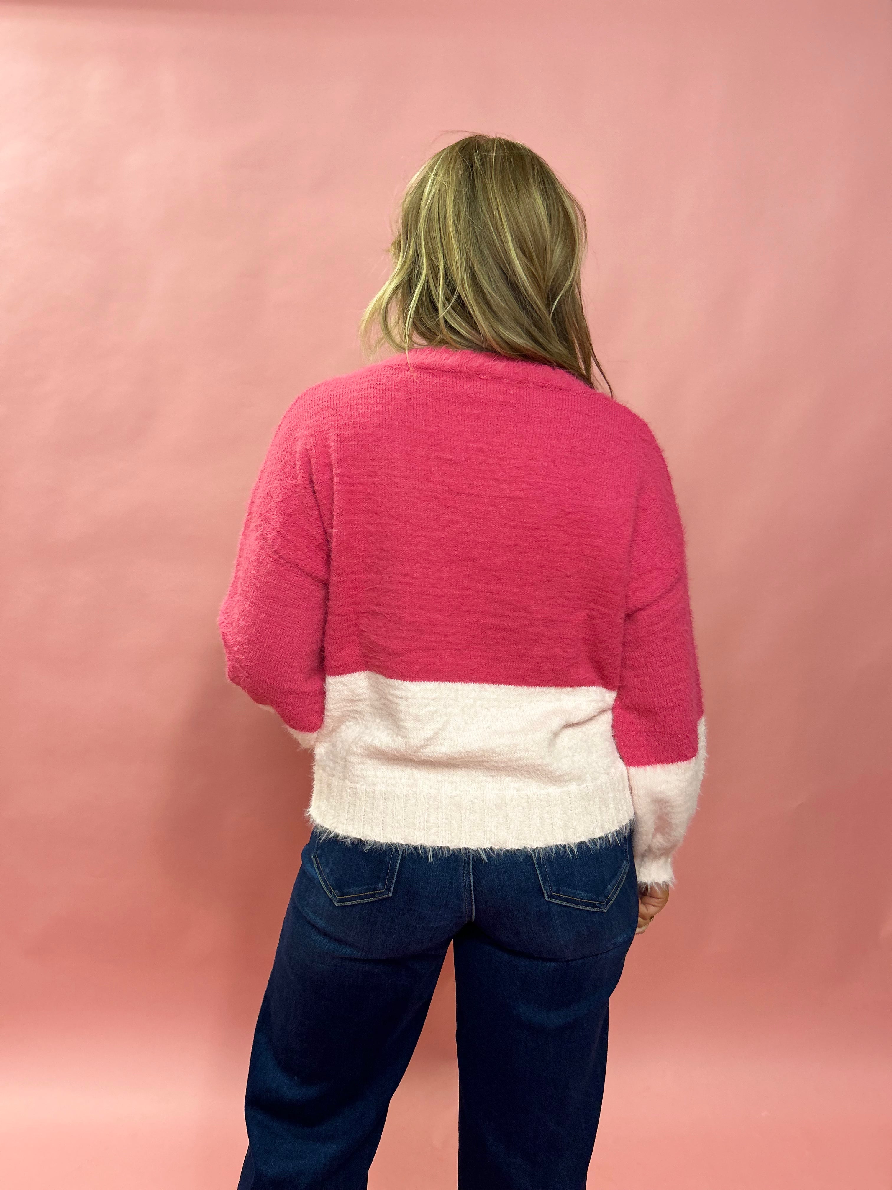 Esther Fuzzy Color Block Knit Sweater