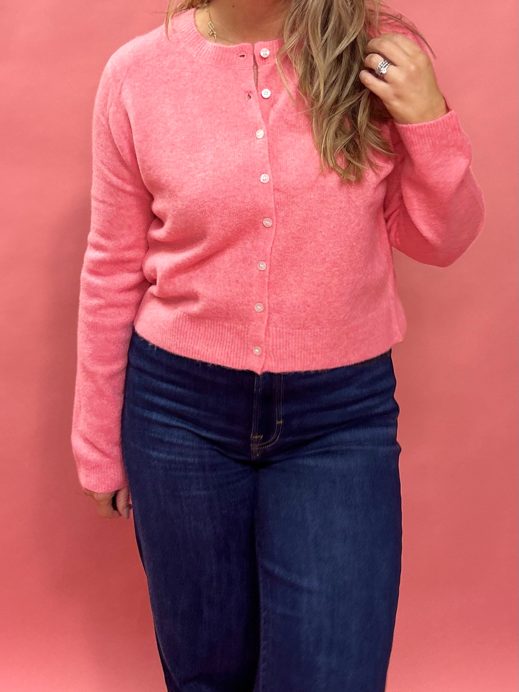 Medina Cardigan in Disco Pink