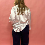 Dressed To Impress Satin Button Down Shirt in White