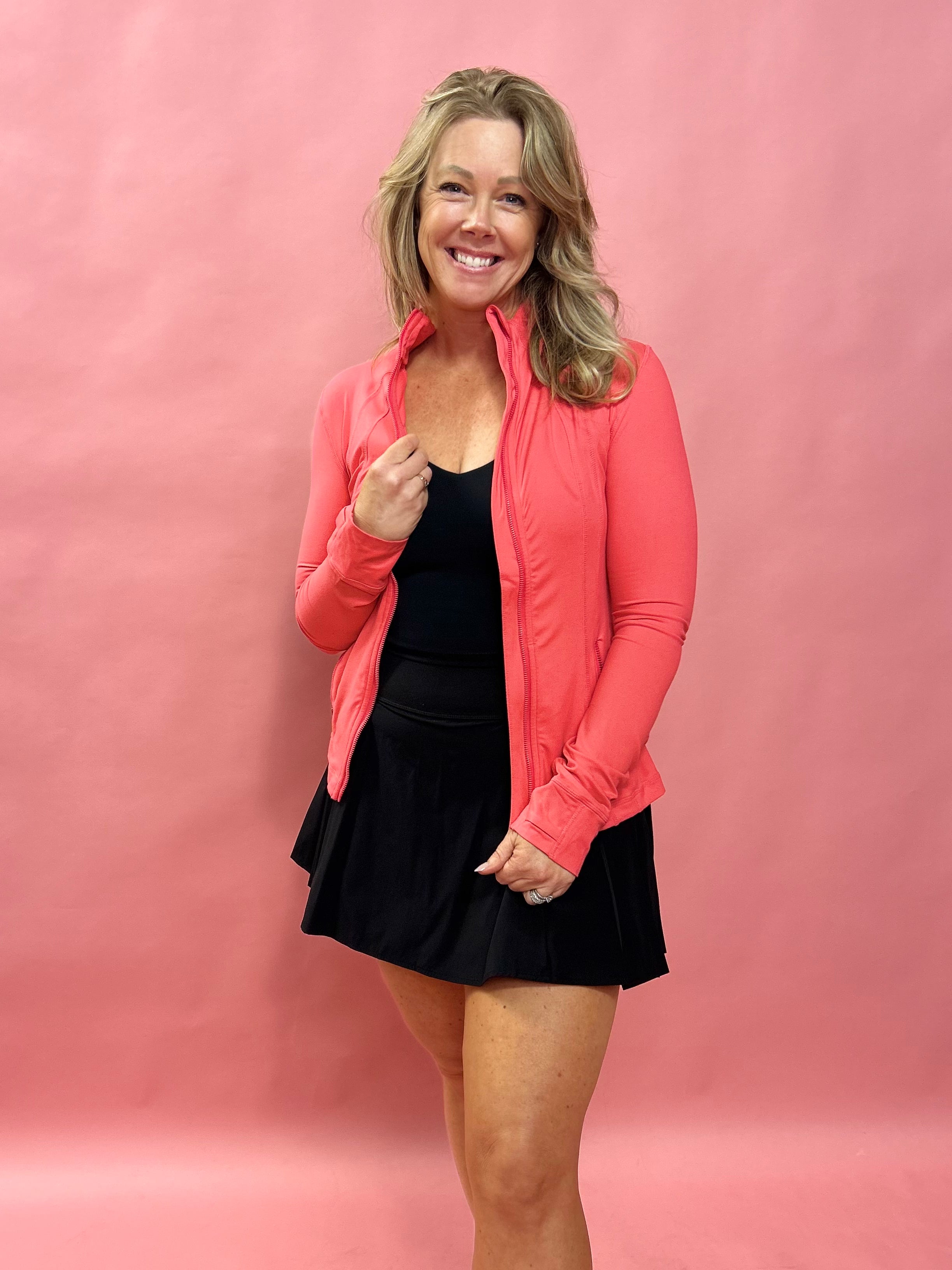 Move in Style: Butter Soft Flamingo Pink Full-Zip Jacket in Pink