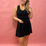 Essential V-Neck Golf Dress with Shorts in Black