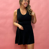 Essential V-Neck Golf Dress with Shorts in Black