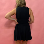 Essential V-Neck Golf Dress with Shorts in Black