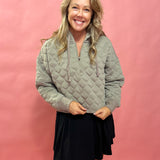 Cloud Comfort: Quilted Hoodie in Stone Taupe