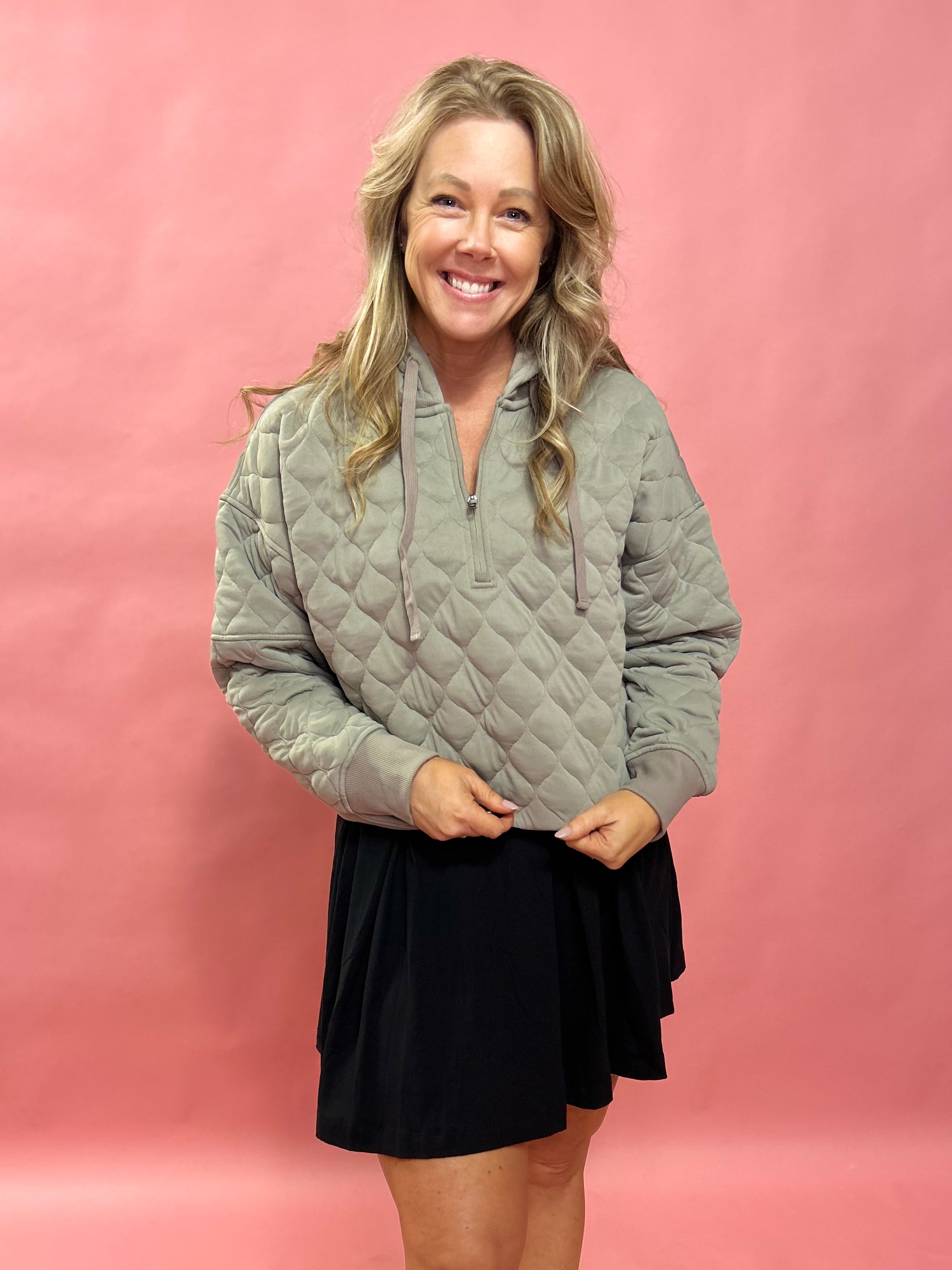 Cloud Comfort: Quilted Hoodie in Stone Taupe