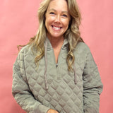 Cloud Comfort: Quilted Hoodie in Stone Taupe