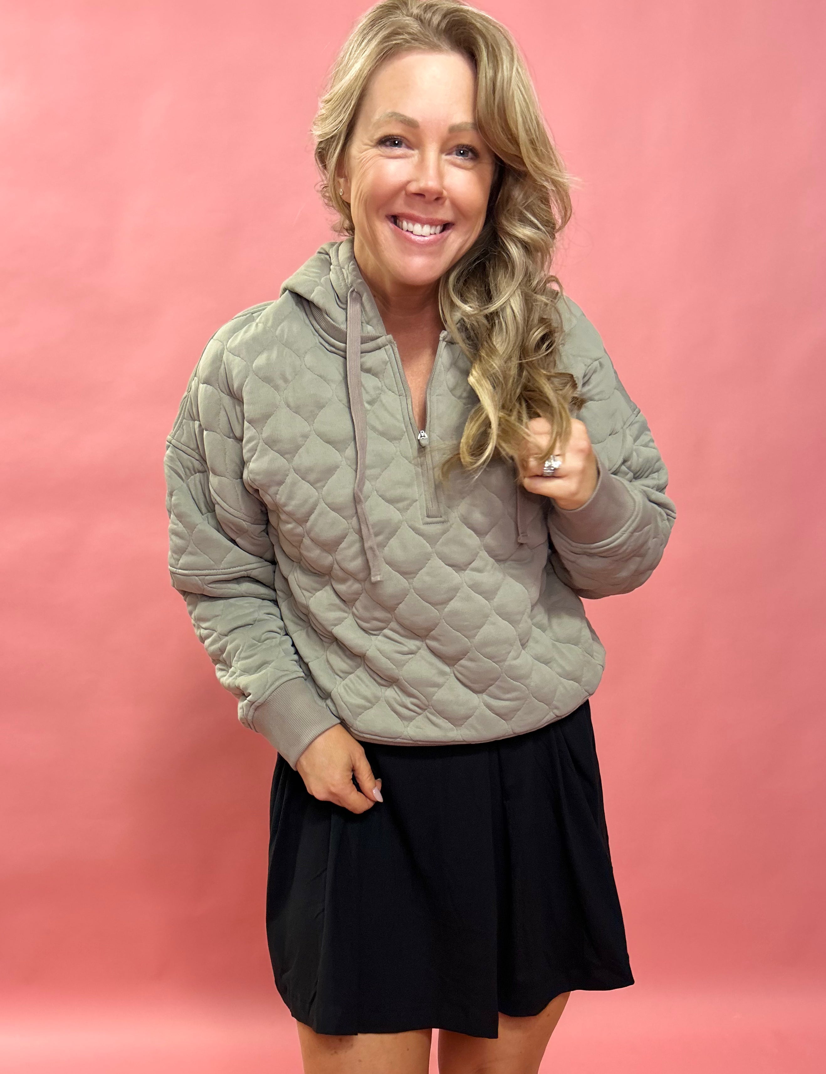 Cloud Comfort: Quilted Hoodie in Stone Taupe