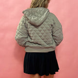 Cloud Comfort: Quilted Hoodie in Stone Taupe