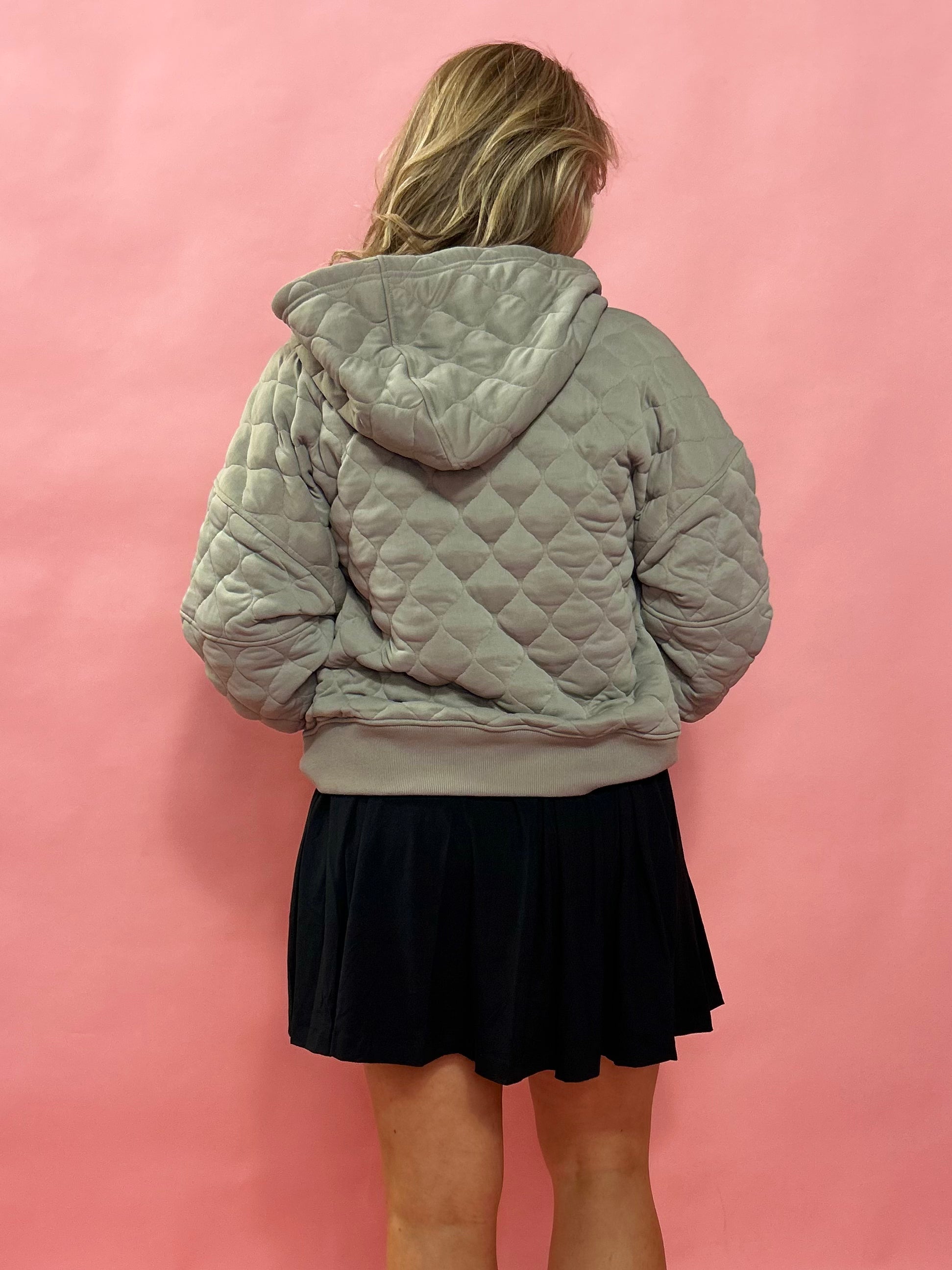 Cloud Comfort: Quilted Hoodie in Stone Taupe