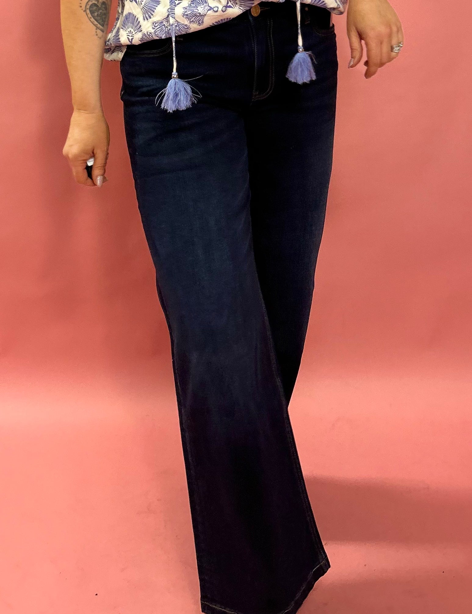 Jean High Rise Wide Leg Clean Hem Denim