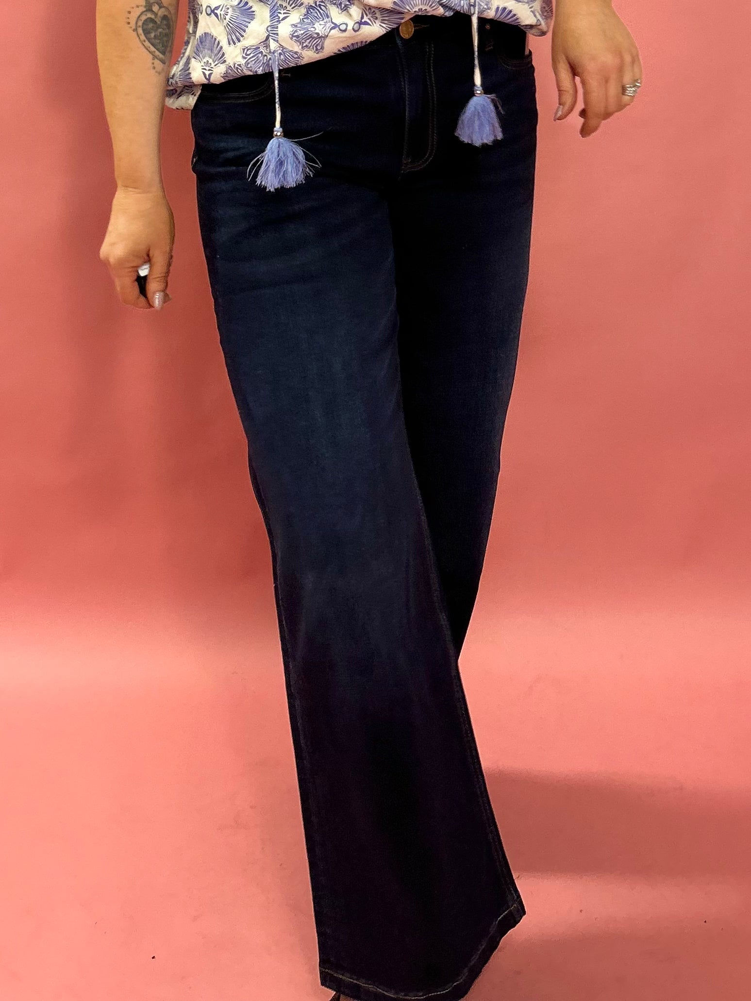 Jean High Rise Wide Leg Clean Hem Denim