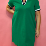 Simply Chic: Ribbed Knit Short Sleeve Mini Dress in Green